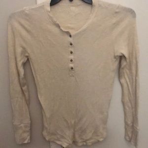 Arie, cream long sleeve Henley tee